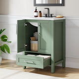 Garvee 24" Bathroom Vanity with Sink, Freestanding Cabinet, Light Green, Easy Assembly, Large Storage - Light Green