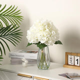 Garvee Real Touch Artificial Hydrangeas 5 Pcs 16" Large Realistic Flowers with Glass Vase & Faux Water for Wedding Christmas Party Living Room Table White