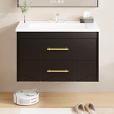 Garvee 24" Bathroom Vanity with Sink, Floating Wall Mounted Cabinet, 2 Large Storage Drawers, Black, Modern Bathroom - Black