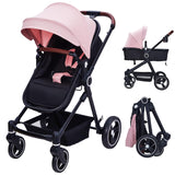 Garvee Convertible Baby Stroller Pink Aluminum Alloy Foldable High Landscape Infant Stroller Bassinet Mode Adjustable Pushchair - Pink