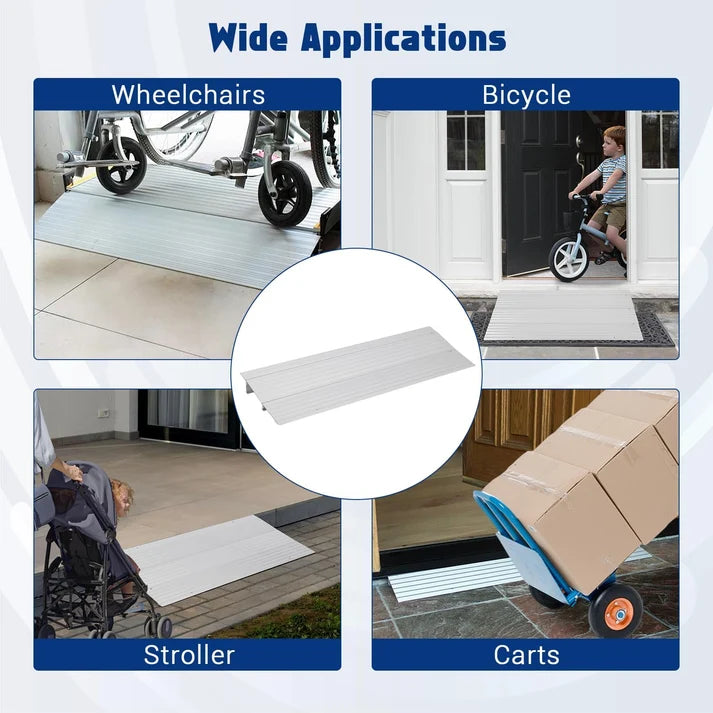 Garvee 2" Aluminum Threshold Ramp for Doorways, 700 lbs Capacity, Adjustable Height, Non-Slip Surface, Portable Design, Wheelchairs & Scooters Access