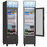 Garvee 6.1 Cu Ft Commercial Beverage Refrigerator, Single Glass Door, Upright Drink Cooler Merchandiser for Restaurant, Black, Adjustable Shelves, LED Light