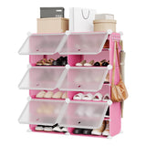 Garvee Modular Shoe Cabinet 12 Compartments Water-Resistant Durable Plastic Minimalist Design for Hallway Bedroom Living Room 85x34x94 cm Multi-Color - Rosa