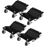 Garvee Heavy-Duty Vehicle Dolly Set 4 Steel Auto Rollers With Brakes 360° Swivel Non-Slip Diamond Grip Black For Cars & Trailers