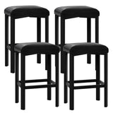 Garvee 24" Bar Stools Black Set of 4 Counter Height Comfortable PU Seats Metal Frame - Black
