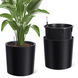 Garvee Tall Round Planter Set of 2, 20" Large Flower Pot Outdoor, Planters for Indoor Plants with Built-in Drainage and a Water Level Monitor and Wheels for Patio, Porch, Living Room, or Home Office, Black - Black