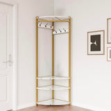 Garvee 3-In-1 Narrow Corner Coat Rack Marble White & Gold With Shoe Bench 70.8" Tall Hall Tree Industrial Entryway Organizer - Gold+Marble White