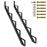 Garvee Steel Stair Step Riser Metal Stair Stringer with Reinforcing Legs for Indoor Outdoor Steps 5 Step Black 2 Pack - Step 5 | Wear A Pair Of Gloves