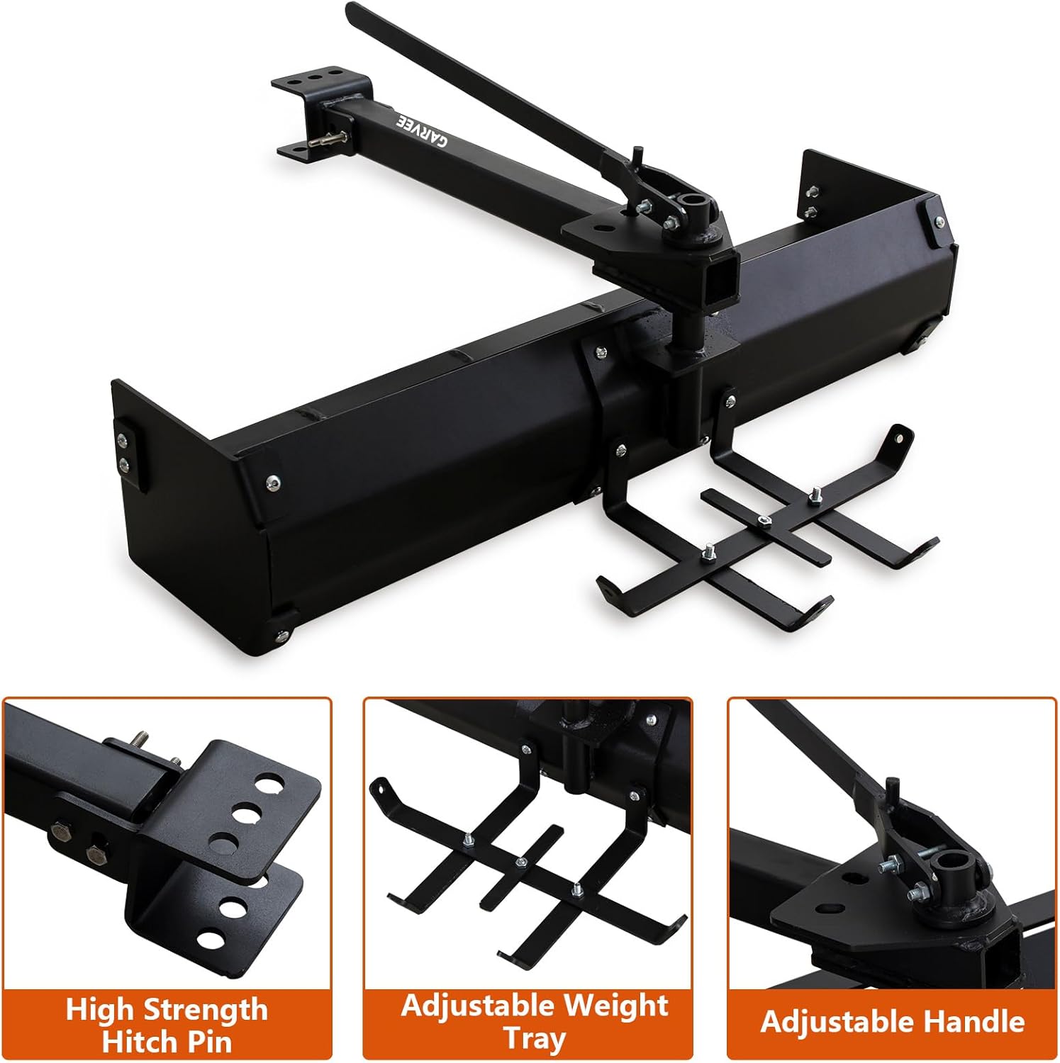 Garvee 42" Tow Behind Box Scraper Lawn Tractor Attachments with Tractor Box Blade Hitch Tow Fit for ATV UTV, Black