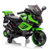 Garvee Kids 6V Ride On Motorcycle With Training Wheels For Toddlers, Green, 30.31" L x 14.96" W x 19.69" H