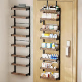 Garvee 2-In-1 Wall Mount or Hanging Spice Rack, 8-Layer Over The Door Organizer, Adjustable Height 1.8'' for Kitchen Cabinet & Closet, Space-Saving Black
