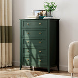 Garvee 5 Drawers Dresser Bedroom Storage Organizer Sturdy Wood Smooth Finish Compact Design - Green