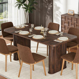 Garvee 62 Inch Large Dining Table With Grille Design For Dining Home Office Living Room, Seats 6-8, Multiple Wood Finishes - Black Walnut