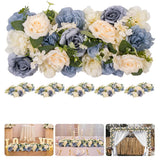 Garvee 6Pcs Artificial Peony Flower Garland Silk Floral Runner for Wedding Table Wall Stairs Party Decoration Purple - Champagne + Blue