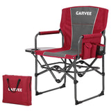 Garvee Oversized Camping Directors Chair Portable Folding Lawn Chair with Side Table for Outdoor Beach Fishing Picnic, Heavy Duty, Red - Red