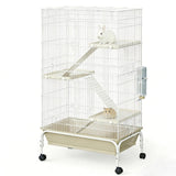 Garvee Ferret Cage Large 47"h Critter Nation Cage with Removable Ramps Food Bowl Water Bottle for Chinchillas Guinea Pigs Rabbits Sugar Gliders - Beige