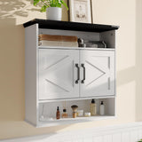 Garvee Bathroom Wall Cabinet Medicine Cabinet With Barn Doors Adjustable Shelf For Bathroom Kitchen Laundry Room 25x23.6x9 Inch White - White