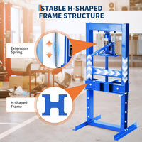 Garvee Hydraulic Press 6 T Capacity Adjustable Shop Press With 2 Press Plates For Metalworking Blue