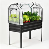 Garvee 48x24x55 in Raised Garden Bed with Legs, Galvanized Metal, Cover & Built-in Spray Tube for Backyard, Patio, Balcony, Black - Black(48"x24"x12")