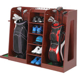 Garvee Golf Bag Organizer and Storage Rack 2 Bag Capacity Wooden Golf Club Rack for Garage Basement Practice Room Home Reddish Brown - Red Sandalwood