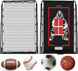 Garvee 2 in 1 Baseball Rebounder Net with Adjustable Angle, Durable Metal Frame, Foldable Design, Multi-Sport Use, Black+Red, Outdoor Training
