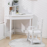 Garvee Kids Study Desk Set Wooden Corner Desk and Adjustable Chair L-Shape Study Table with Cork Board for Boys Girls Ages 3-8 White