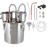 Garvee 3Gal Double Chilled Alcohol Still - Stainless Steel Home Still Kit with Copper Tubing & Built-in Thermometer, 3 Pot Multi-Purpose Distilling Kit for DIY Whiskey Brandy