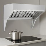 Garvee 4FT Commercial Grade Stainless Steel Vent Hood, 201 Rust-Resistant Exhaust Hood, Wall-Mounted for Restaurant, Food Truck, Commercial Kitchen, Silver