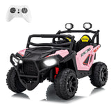 Garvee 24V 2-Seater Electric UTV Ride-On Truck for Kids Ages 2-8 – Battery Powered, Remote Control, 4-Wheel Suspension, Gradual Power-Up, 3 Speeds, LED Lights, Wireless – Pink - Pink
