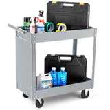 Garvee 2 Tier Rolling Tool Cart Heavy Duty Steel Utility Cart for Garage Workshop Warehouse 29.14in L x 15.16in W x 32.09in H Black - Grey
