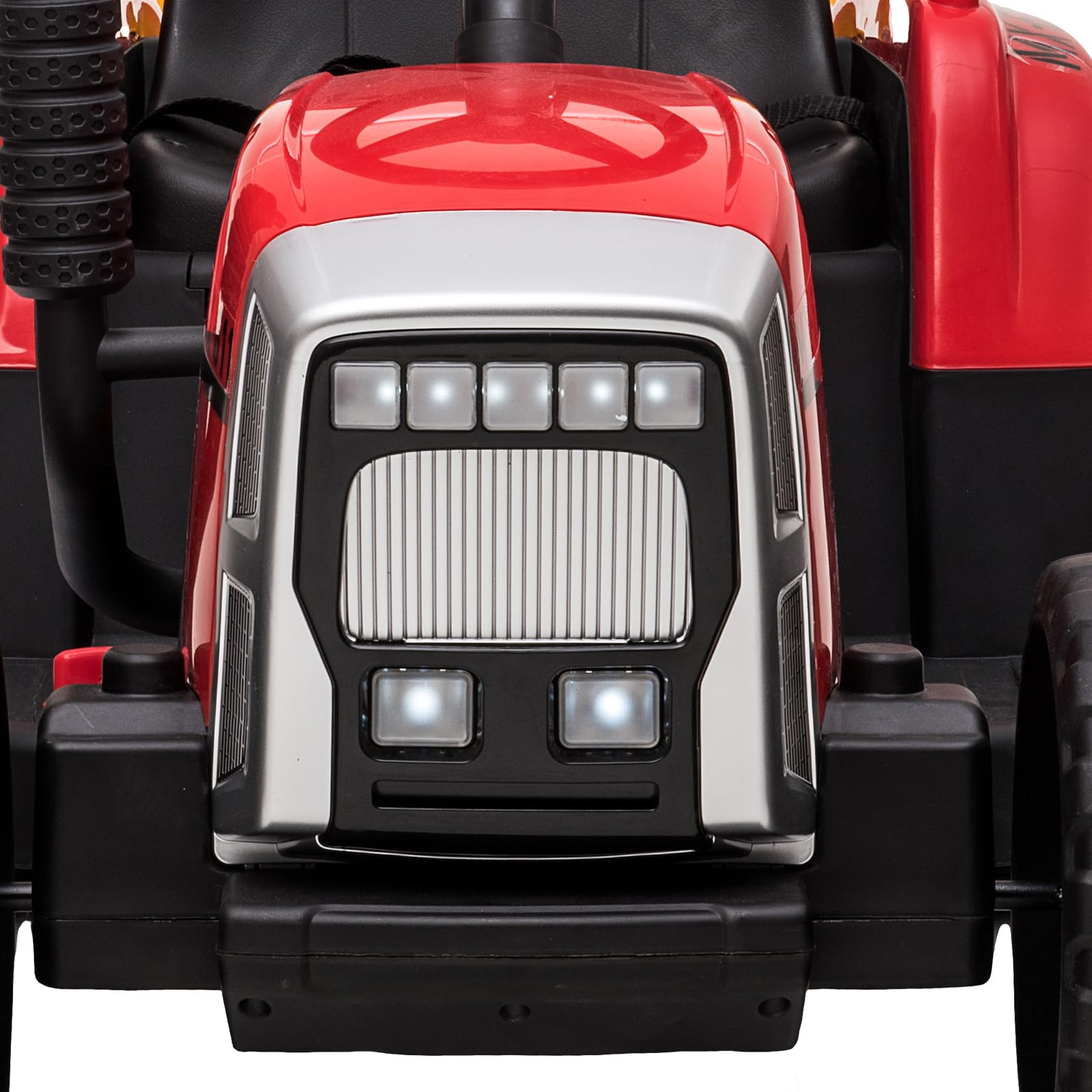 Garvee 12V Kids Ride On Tractor With Trailer & Remote Control, Toddler Electric Vehicle Car, 54in, Red