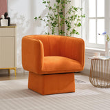 Garvee Swivel Barrel Accent Chair, Mid Century 360° Comfy Round Accent Sofa for Bedroom, Modern Accent Armchair Reading Chair for Living Room Waiting Room,Office Accent Chair with Arms,Orange