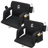 Garvee Stadium Seats with Back Support and Padded Cushion - Extra Wide 24.5" Bleacher Chair with Anti-Slip Mat, Reclining Football Seats, Black