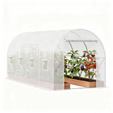 Garvee Walk-In Tunnel Greenhouse Outdoor 14.6x6.4x6.3 Ft Green PE Cover Galvanized Steel Frame