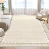 Garvee Washable Rug 5x7 Solid Bordered Rugs for Living Room, Bedroom, Dining Room, Non Slip, Soft, Stain Resistant, Beige