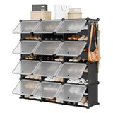 Garvee 8 Tier Shoe Rack Organizer with 48 Pair Capacity, Sturdy PP Plastic & Metal Frame, Waterproof for Hallway Closet Bedroom, Black - Black
