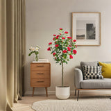 Garvee 5FT Ultra-Lifelike Artificial Camellia Tree with Vibrant Red Flowers for Living Room & Garden Decor, Premium PE, Odorless, Hypoallergenic, Durable