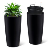 Garvee 30 in Tall Outdoor Planters Set of 2 with Water Level Monitor, Automatic Watering, Black for Front Porch Decor - Black
