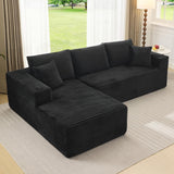 Garvee 108" Modern Cloud Sectional Couch with L-Shape Chaise, Plush Corduroy, Modular Living Room Sofa, Family-Friendly Design, Grey