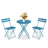 Garvee 3 Piece Patio Bistro Set Folding Metal Outdoor Furniture for Balcony Yard Garden Red Compact Durable - Red