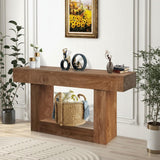 Garvee 63" Long Solid Wood Console Table With U-Shaped Base For Entryway Hallway Living Room Rustic Brown