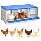 Garvee 3 Compartment Chicken Nesting Box Heavy Duty Galvanized Steel Rustproof Laying Box for Hens Ducks 37.8"l x 18.9"w x 15.75"h Blue - Blue