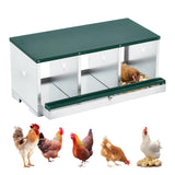 Garvee Metal Chicken Nesting Boxes One-Tier 3 Compartment Egg Laying Box Large Vented Holes 12x11 Inch Galvanized Steel - Green