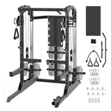 Garvee Power Cage 2000LB Power Rack with Dual Independent Pulley System Adjustable Cable Crossover Multi-Function Home Gym Workout Machine Black - Dark Black