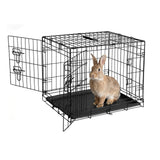Garvee Foldable Hamster Cage with Removable Tray, 2-Door Safety Lock, Steel Frame, Portable Handle, 60x44x49cm, Indoor & Travel Use - 