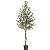 Garvee Artificial Olive Tree 6FT Tall Faux Silk with Natural Wood Trunk, Lifelike Fruits, PE Trunk, Easy Assembly, Home Decor - 6 Ft Olive Tree