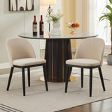 Garvee Wooden Dining Chairs Set of 2 Upholstered Kitchen Dining Room Chairs Curved Backrest Wood Leg Beige