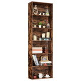 Garvee 6-Shelf Tall Bookcase Solid Wood Bookshelf Industrial Rustic Style Home Office Living Room Brown - Brown