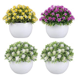 Garvee 4-Piece Mini Artificial Plants Set with Realistic PE Leaves, Durable Plastic Pots, Ideal for Desk, Living Room, Office, White
