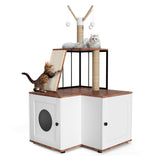 Garvee Cat Tree with Hidden Litter Box Multi-Level Scratching Posts Wood Durable Elegant Indoor Cat Furniture